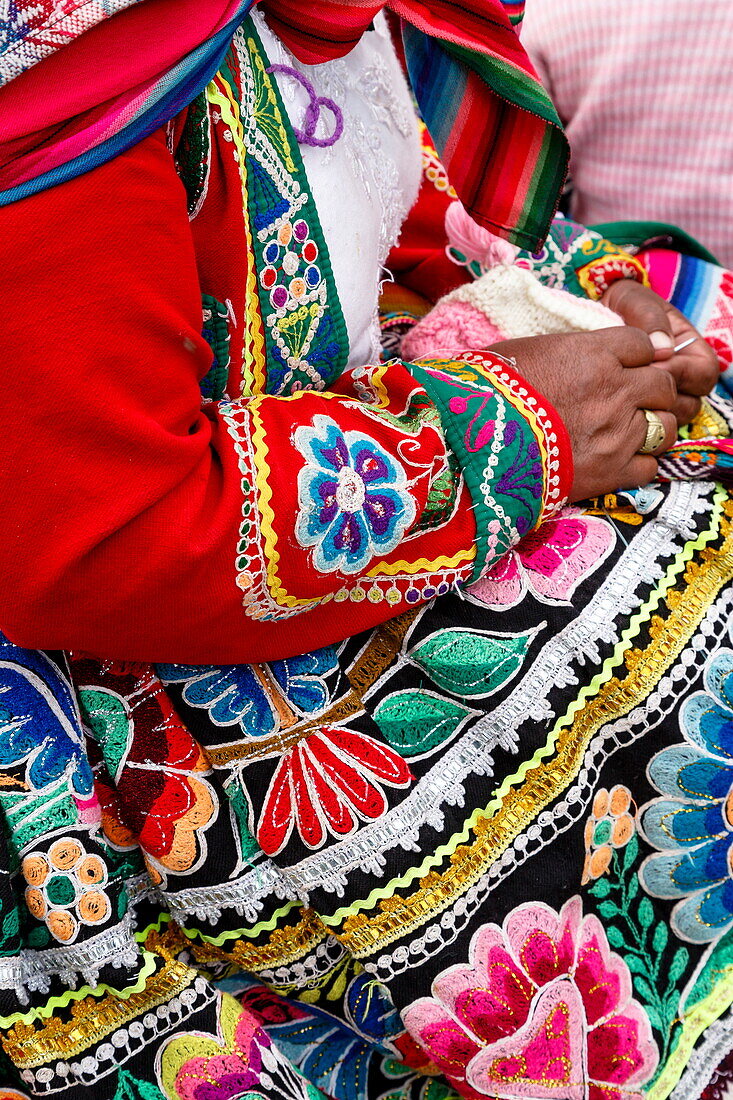 Detail of a traditional Quechua dress, Cuzco, Peru, South America