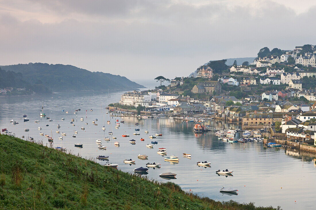 Misty morning over Salcombe viewed from Snapes Point, South Hams, Devon, England, United Kingdom, Europe