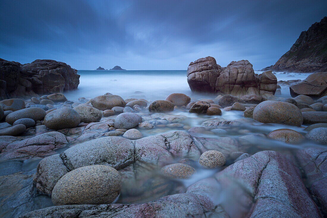 Stormy evening at Porth Nanven in Cornwall, England, United Kingdom, Europe