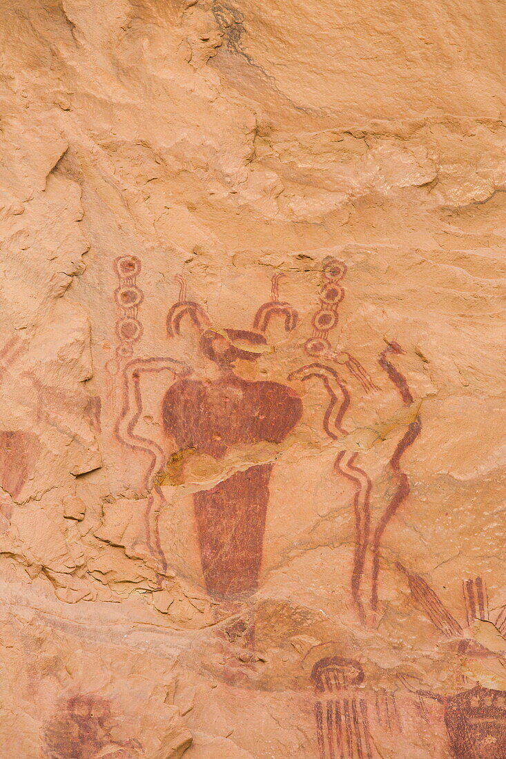 Sego Canyon Rock Art Panal, Barrier Canyon style pictographs, near Thompson, Utah, United States of America, North America
