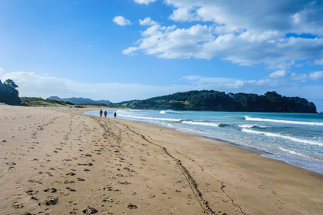 Long sandy hot water beach, Coromandel coast, North Island, New Zealand, Pacific