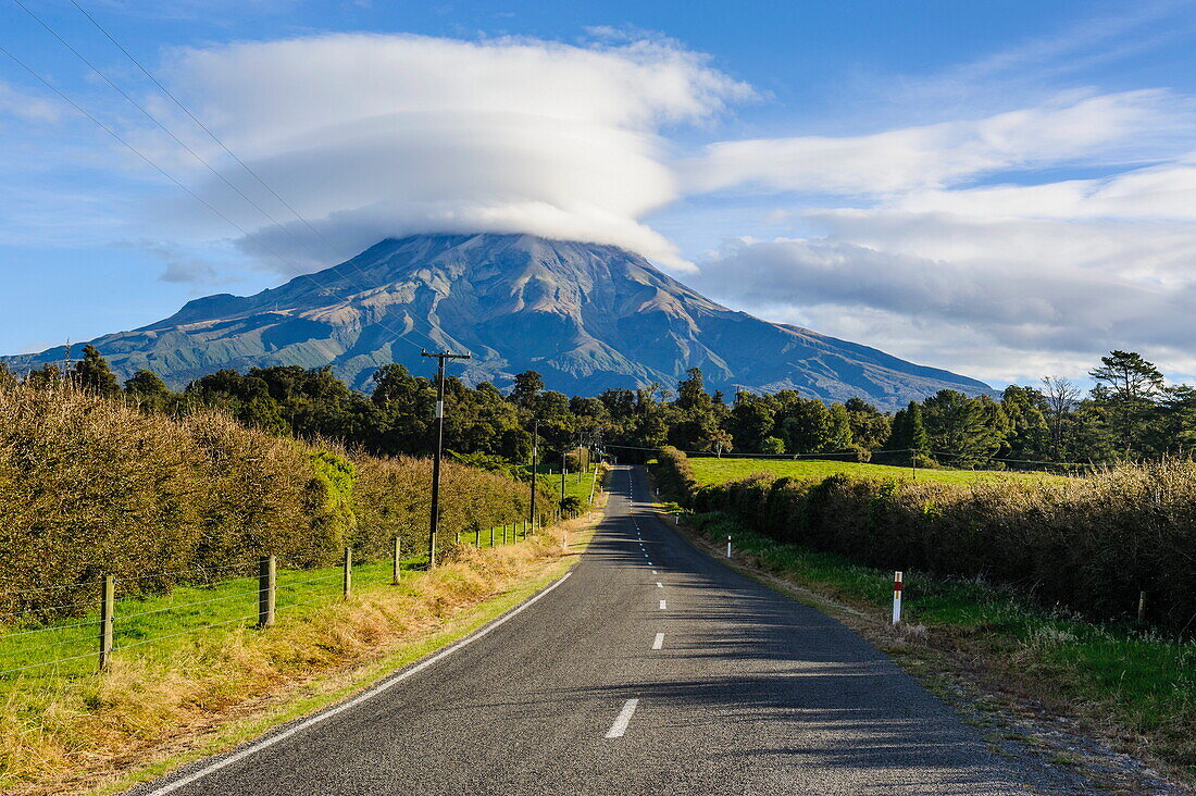 Road leading to Mount Taranaki, North Island, New Zealand, Pacific