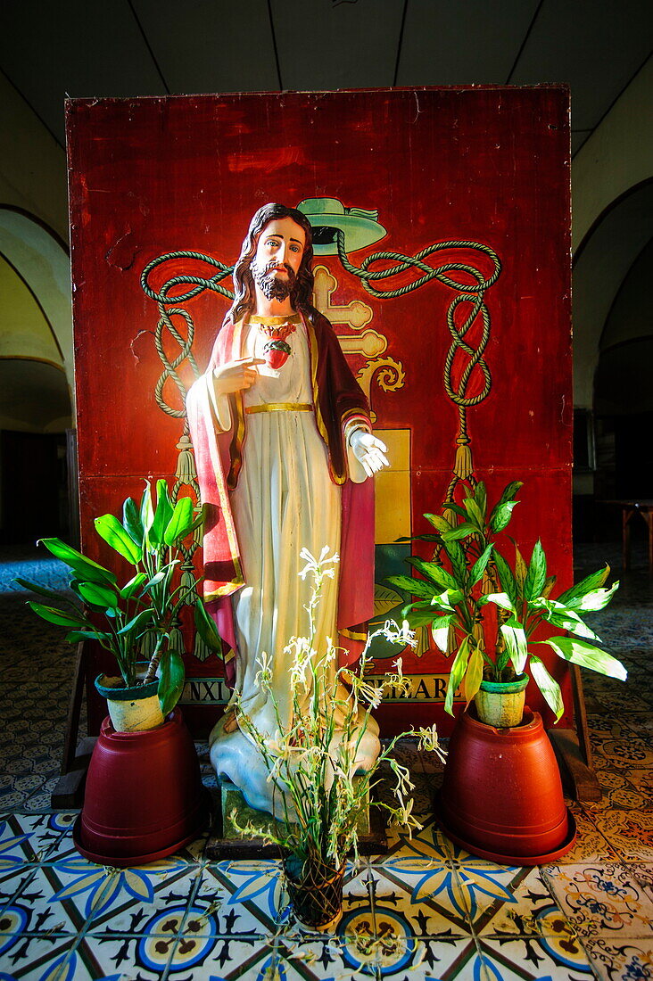 Jesus statue in the interior of the church of Santa Maria, UNESCO World Heritage Site, Ilocos Norte, Northern Luzon, Philippines, Southeast Asia, Asia