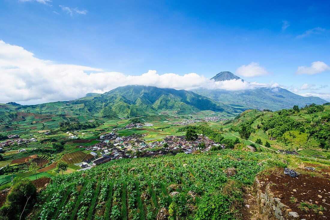 View over the Dieng Plateau, Java, Indonesia, Southeast Asia, Asia