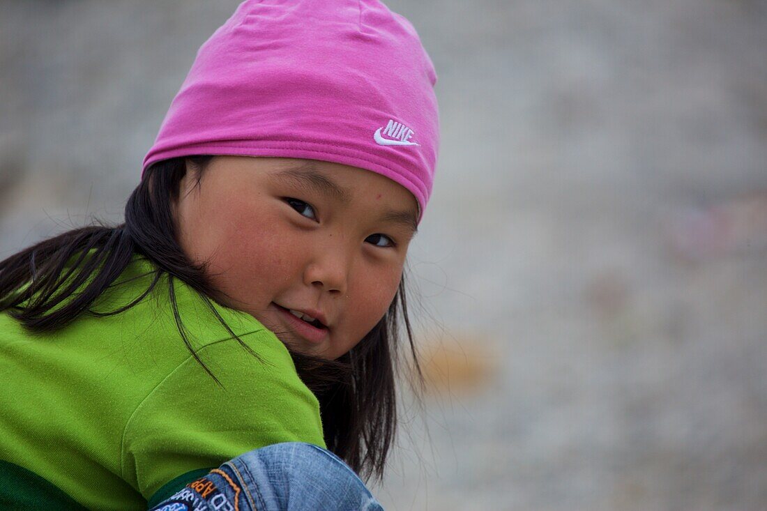 Inuit girl in Isortoq, East Greenland, Greenland