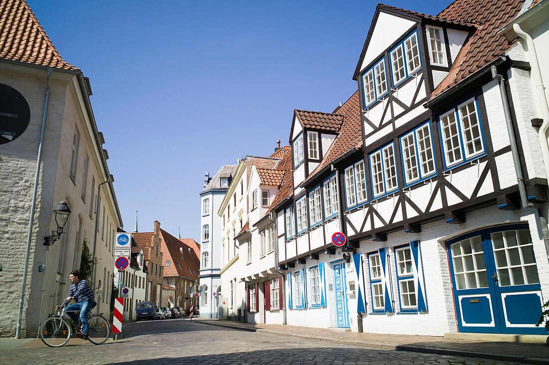 Half-timbered houses, historic city, Lubeck, Schleswig-Holstein, Germany