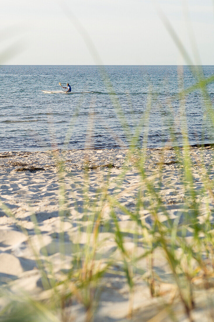 Kayaker on Baltic Sea, Heidkate, Probstei, Schleswig-Hostein, Germany