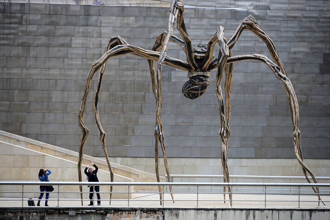 Spinnenskulptur am Guggenheim Museum, Bilbao, Baskenland, Nord-Spanien, Spanien