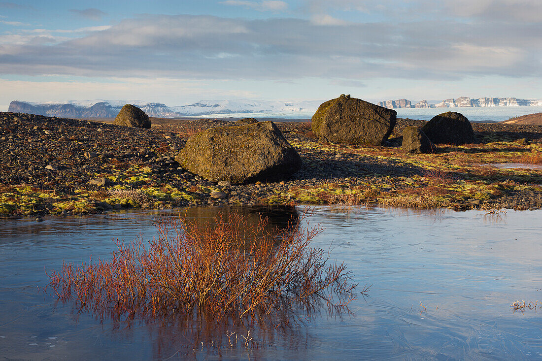 Felsbrocken, Skaftafell, Südisland, Island