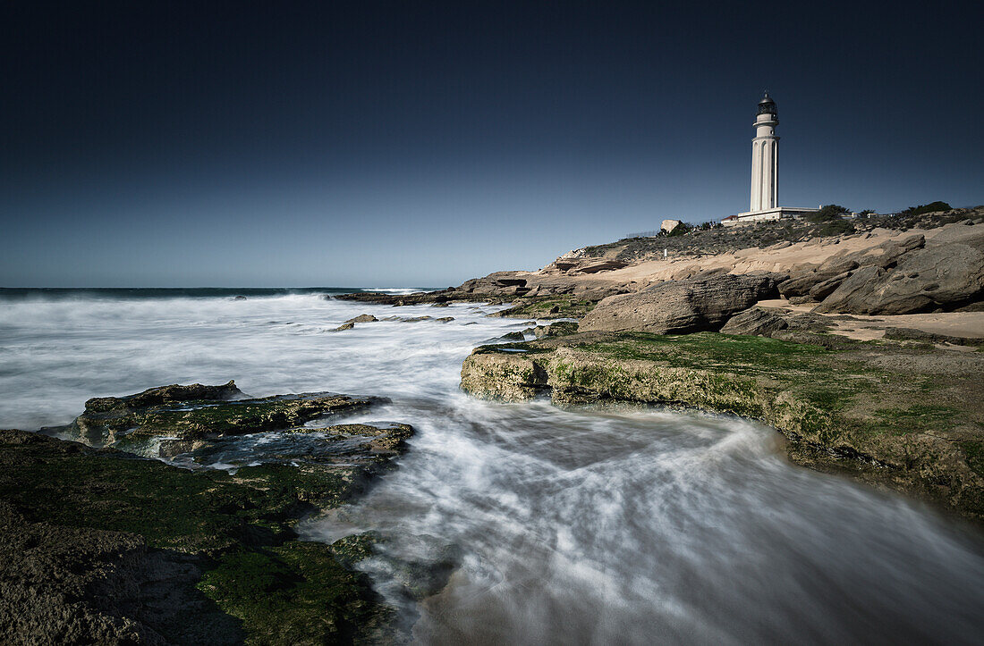 'Lighthouse; Cape Trafalgar, Los Canos de Meca, Costa de la Luz, Cadiz, Andalusia, Spain'