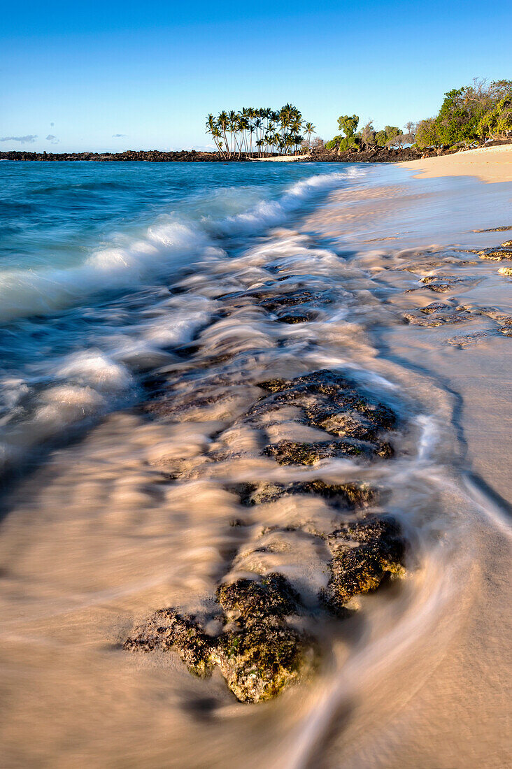 'Mahaiula Beach and surf, Kona Coast; Kona, Big Island, Hawaii, United States of America'