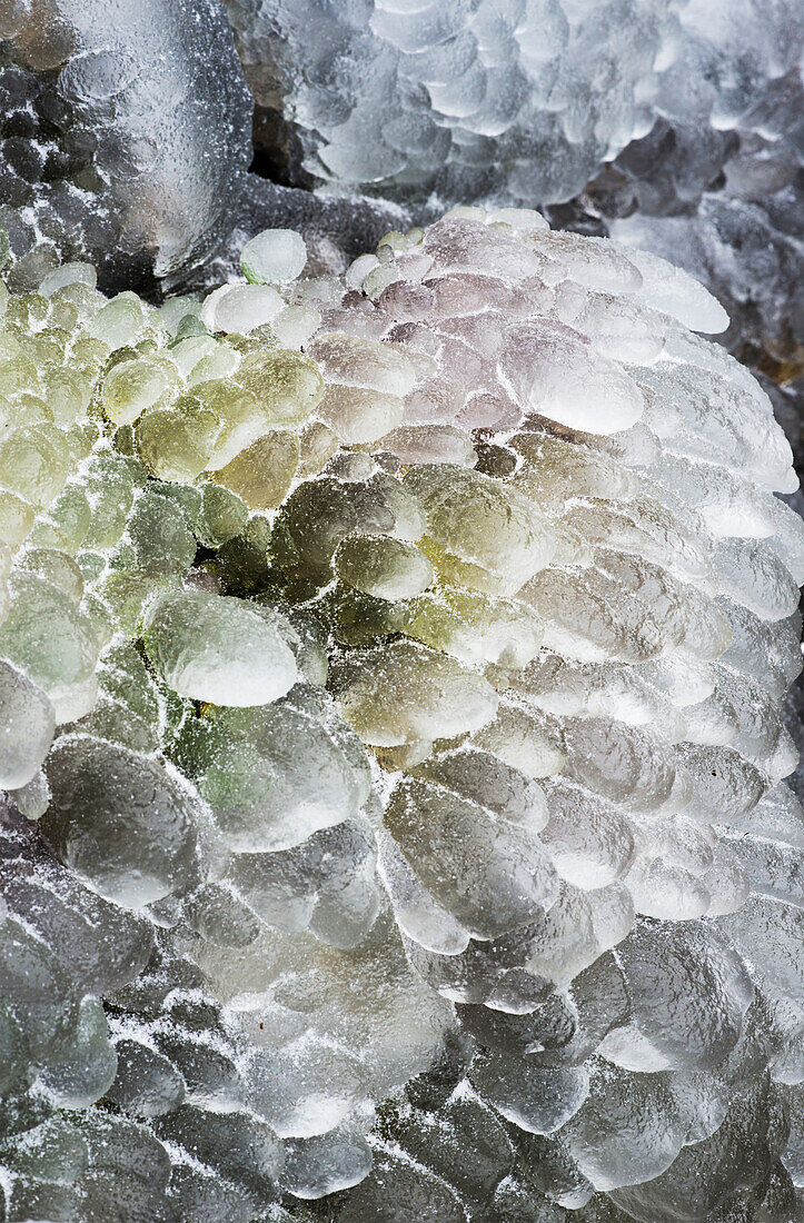 'Ice forms near a waterfall; Olney, Oregon, United States of America'