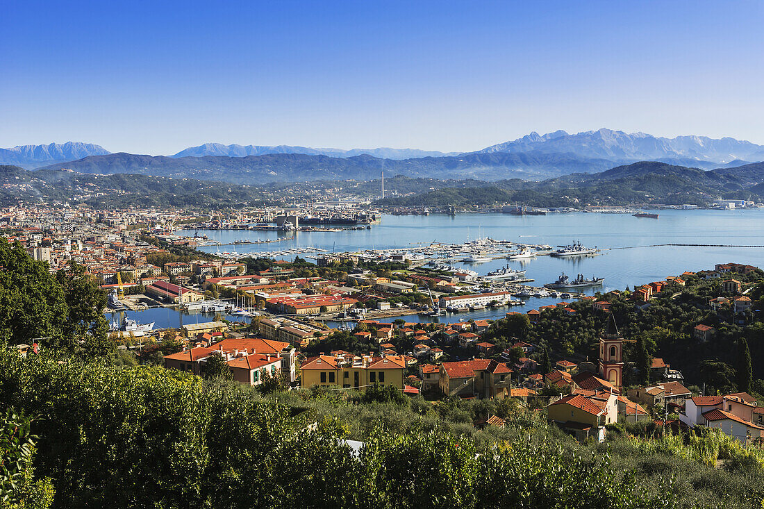 'Cityscape on the Italian Riviera; La Spezia, Liguria, Italy'