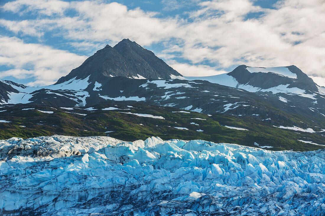 'Shoup Glacier in front of the Chugach mountains, Shoup Bay State Marine Park, Prince William Sound; Valdez, Alaska, United States of America'