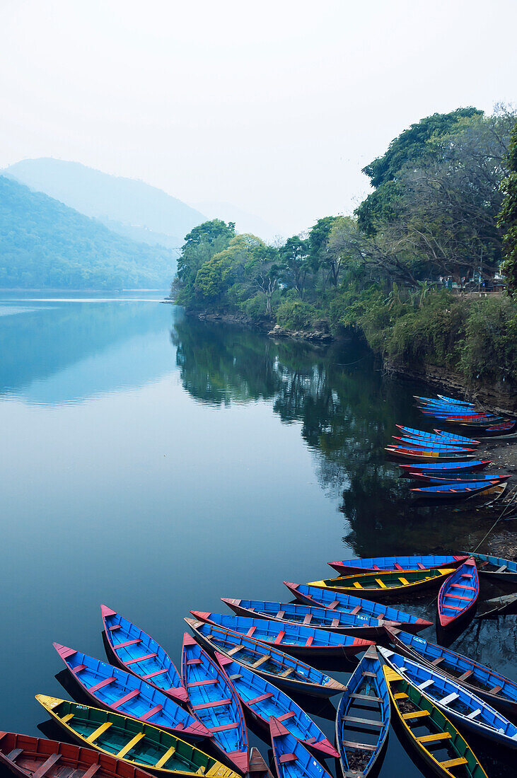 'Boats in the famous Pokhara lake; Pokhara, Nepal'