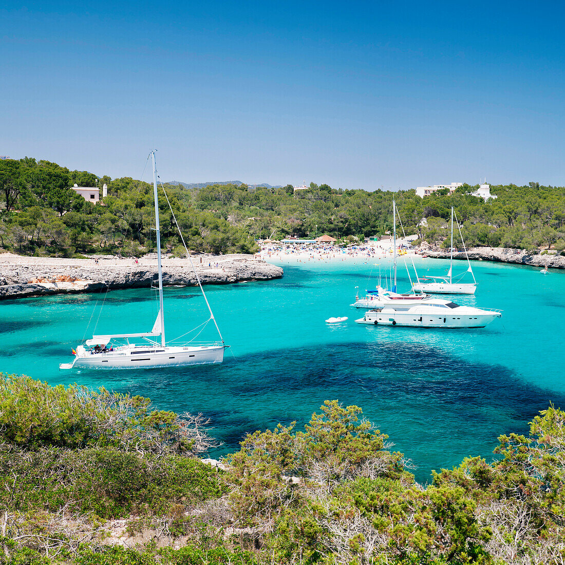 Cala Mondrago Bay, Parc Natural Mondrago, near Porto Pedro, Majorca (Mallorca), Balearic Islands (Islas Baleares), Spain, Mediterranean, Europe