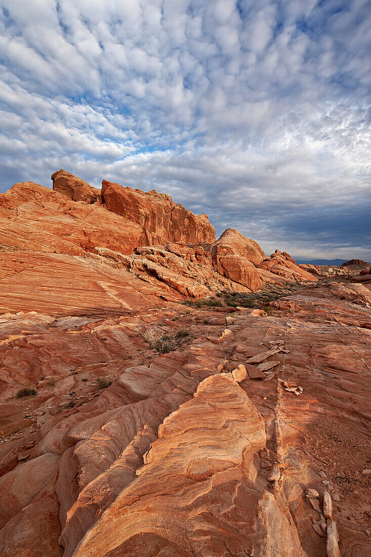 Sandstone formation with clouds, Valley of Fire State Park, Nevada, United States of America, North America