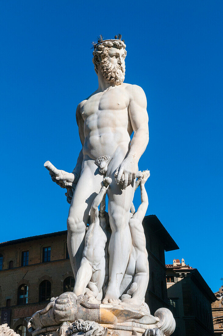 Fountain of Neptune (Biancone), Piazza Signoria, Florence (Firenze), UNESCO World Heritage Site, Tuscany, Italy, Europe