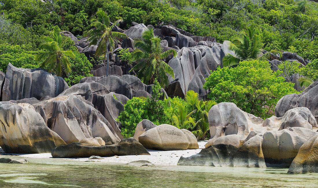 Rocky beach at Anse Source d'Argent, La Digue Island, Seychelles