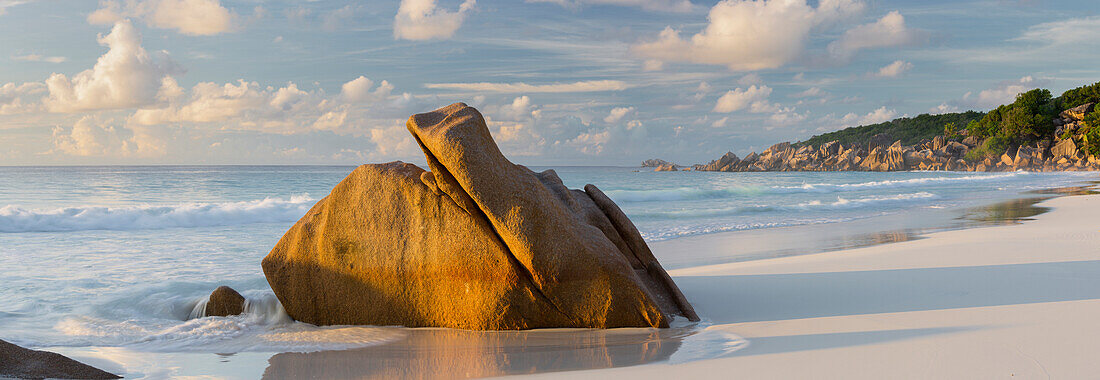 Granite rocks on the beach of Grand Anse, La Digue Island, Seychelles