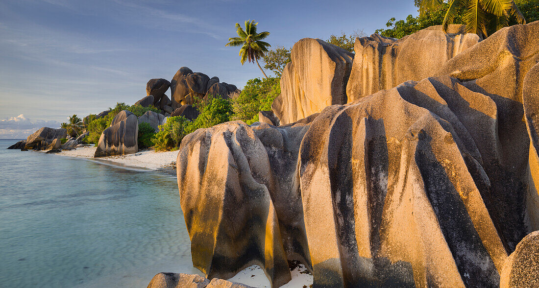 Granite rocks on Grand Anse beach, La Digue Island, Seychelles