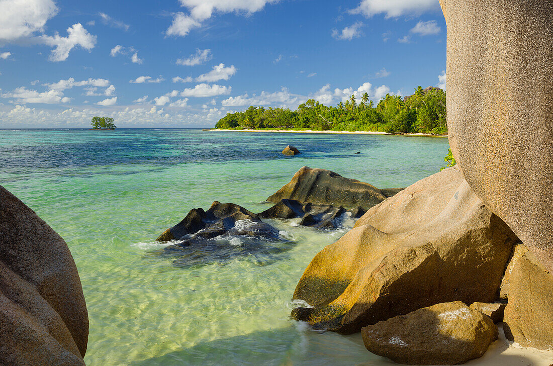Strand mit Granitfelsen, Anse Source d'Argent, Anse Union, La Digue Island, Seychellen