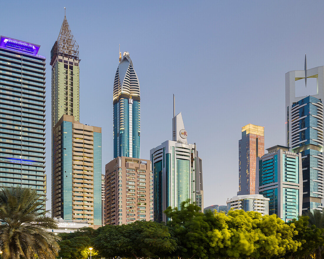 Skyscrapers on Sheikh Zayed Road, Dubai, Unites Arab Emirates, UAE