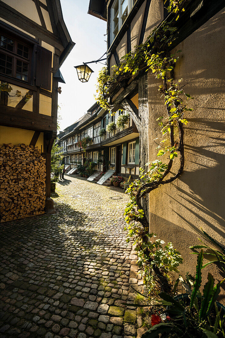 Engel alley with timber frame houses, Gengenbach, Black Forest, Baden-Wuertemberg, Germany