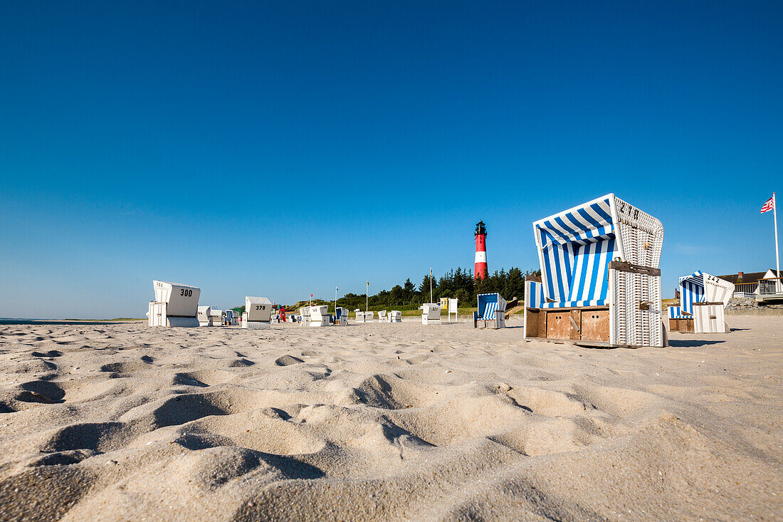 Strand und Leuchtturm, Hörnum, Sylt, Nordfriesland, Schleswig-Holstein, Deutschland