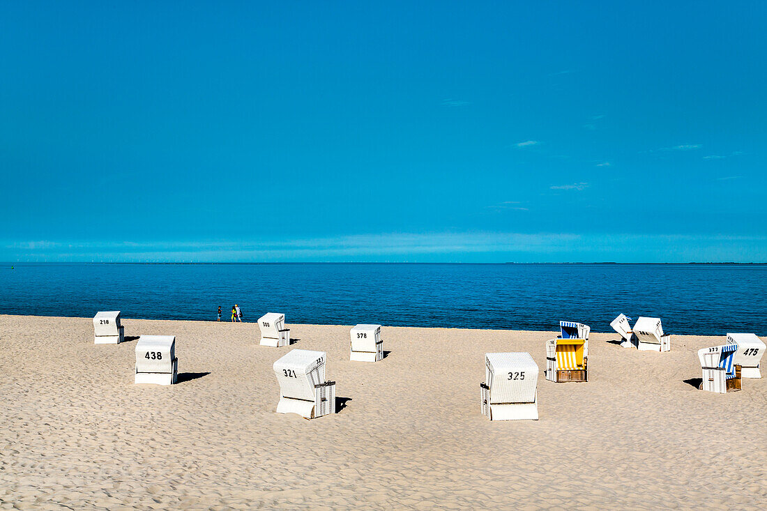 Beach chairs on the beach, Hoernum, Sylt Island, North Frisian Islands, Schleswig-Holstein, Germany