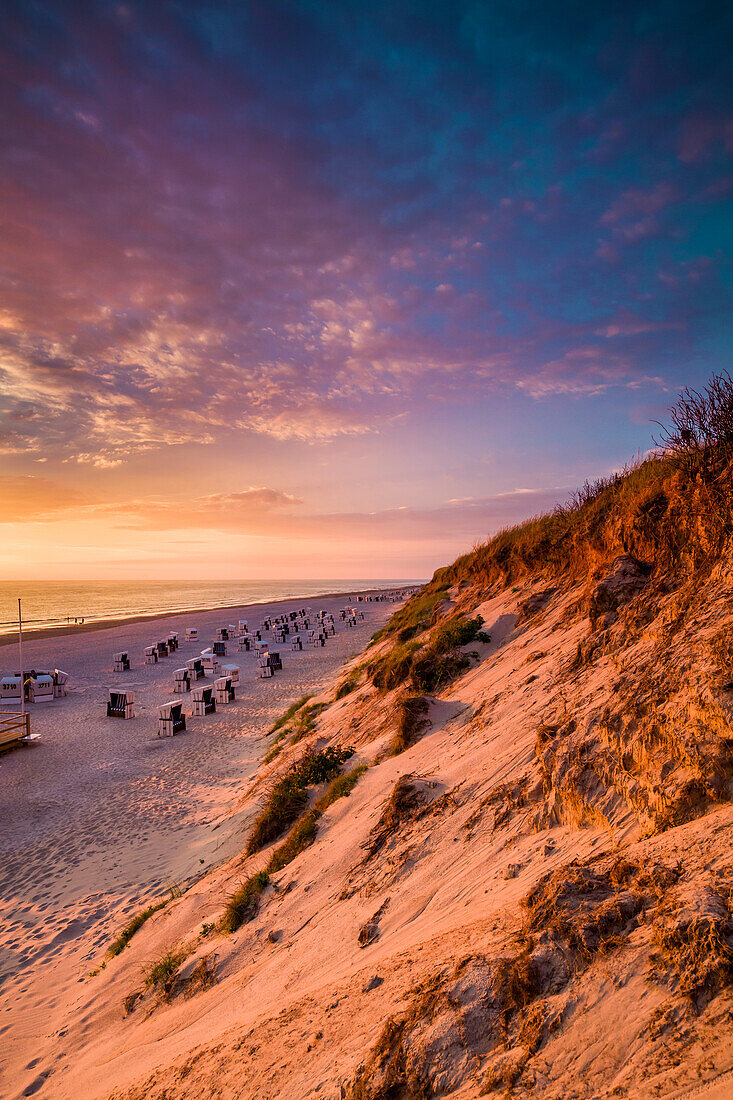 Sunset over the sea, Westerland, Sylt Island, North Frisian Islands, Schleswig-Holstein, Germany