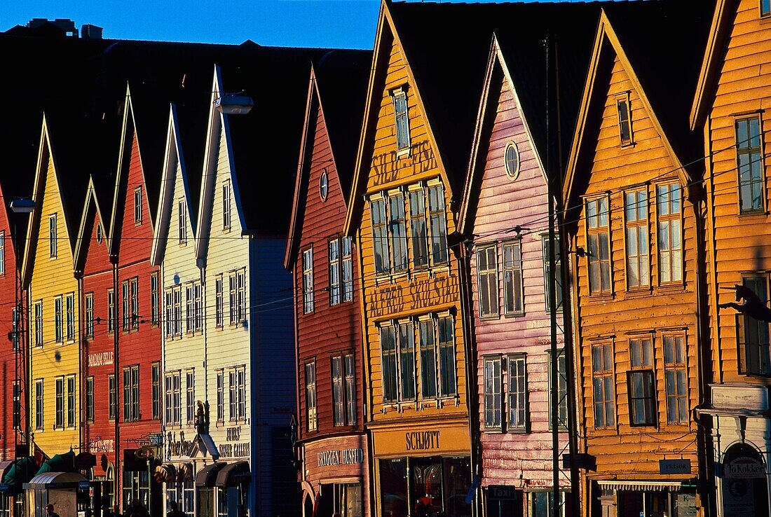 Houses in the old pier  Bryggen  Bergen  Hordaland Norway.