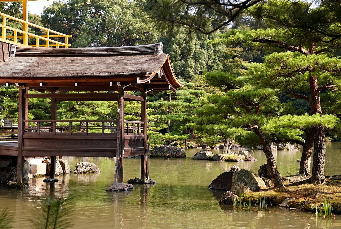 Gardens, Kinkakuji Temple, The Golden Pavilion, Rokuon-ji temple, Kyoto, Japan.