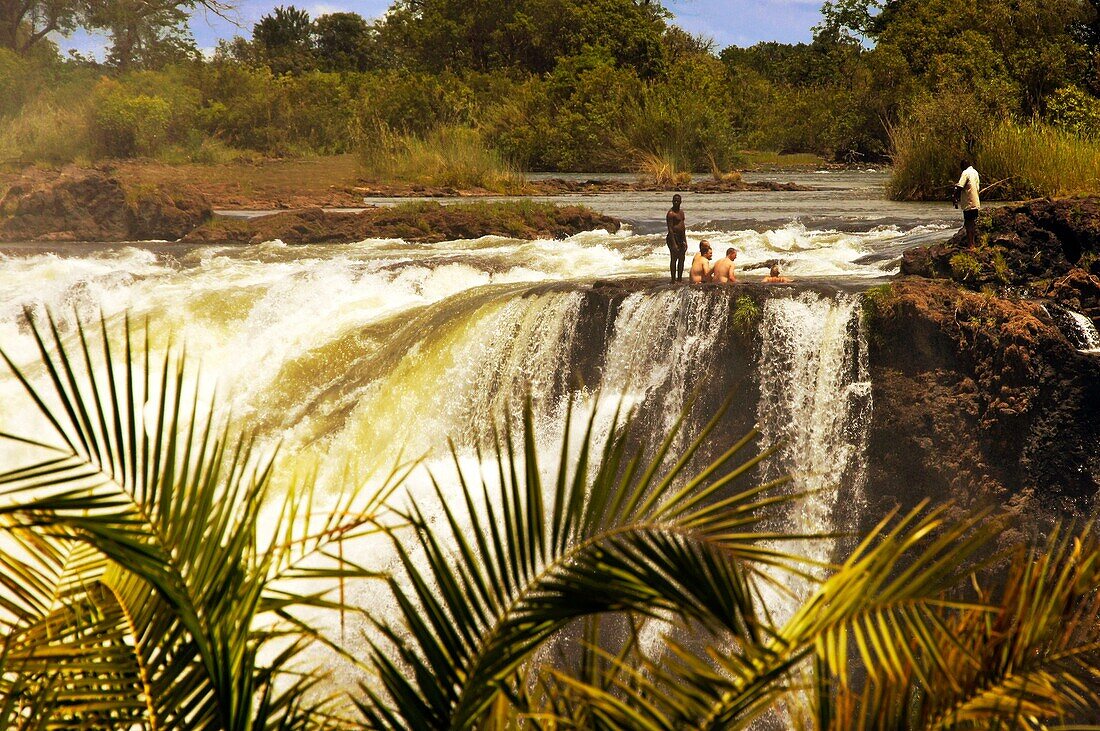 Devils Pool, on the Zambian side of the Victoria Falls, seen from the Zimbabwe side