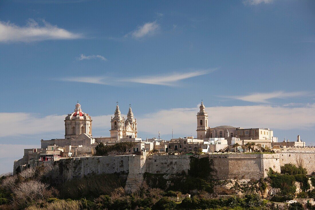 Malta, Central, Mdina, Rabat, elevated town view from the northwest