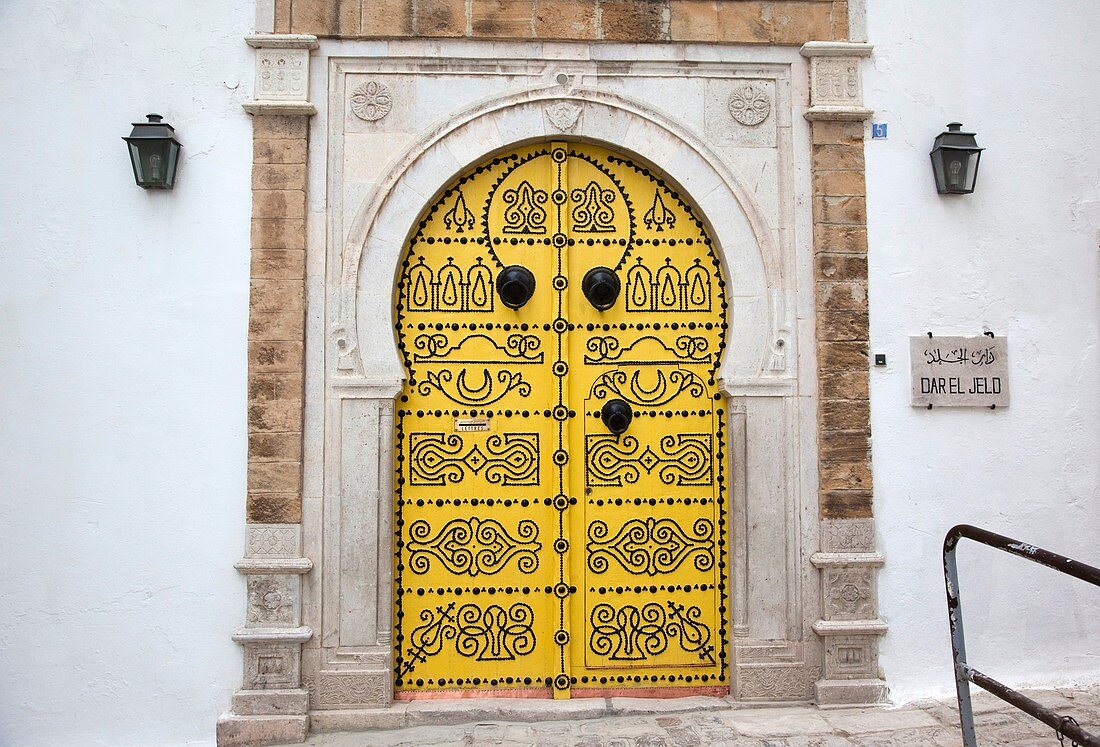 Tunisia, Tunis, Medina, door on Dar el Jeld Street