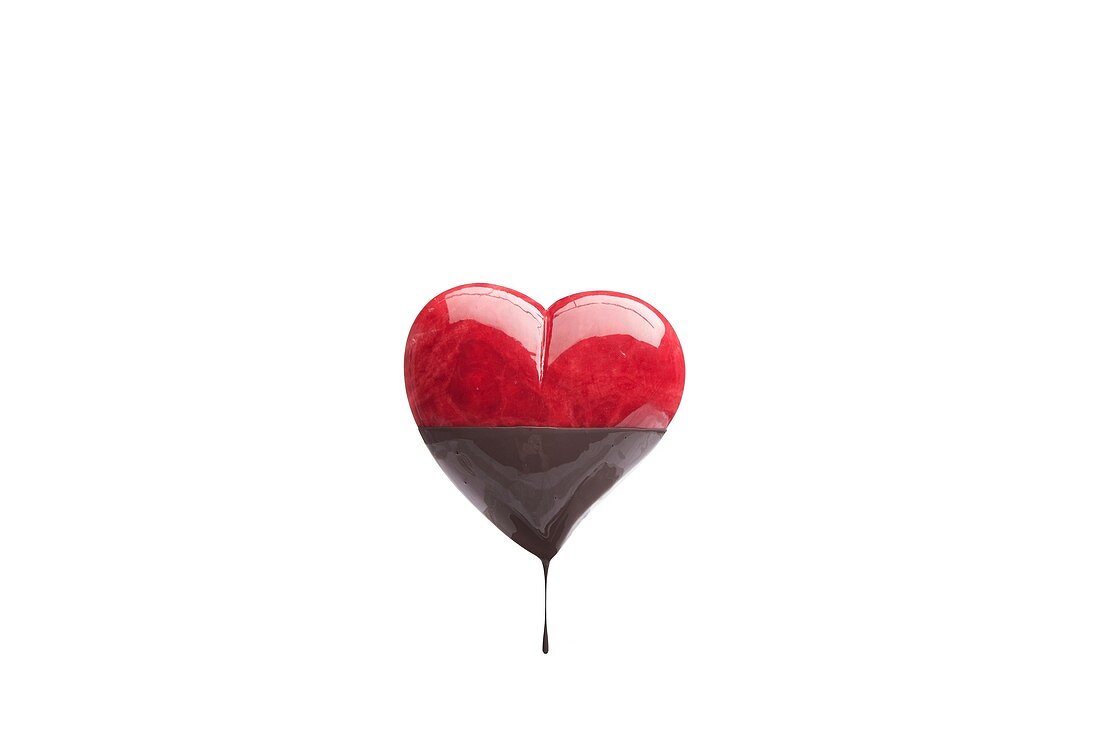Heart dipped in chocolate sauce