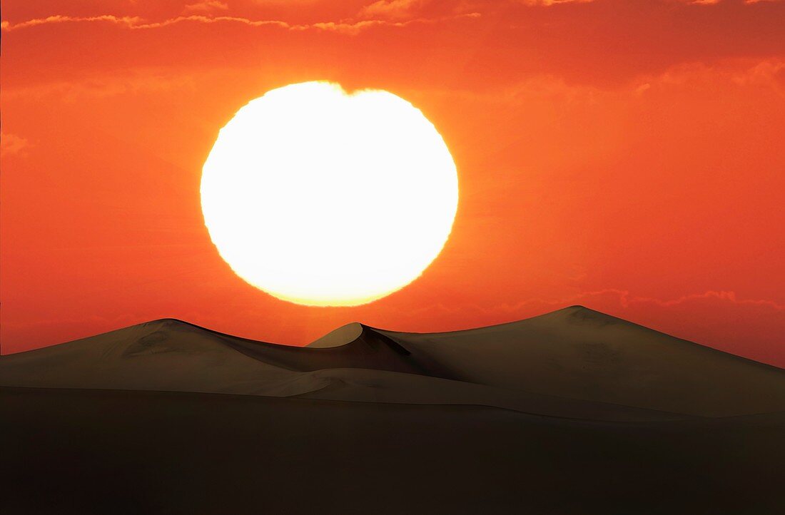 Sossusvlei, Namibia. Sunset over sand dunes in Namib desert.