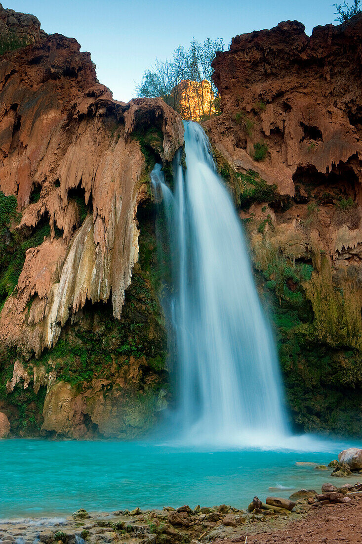 Havasu Falls, USA, Amerika, Vereinigte Staaten, Arizona, Grand Canyon Nationalpark, Tal, Fluss, Wasserfall, Felsen, Tuffstein