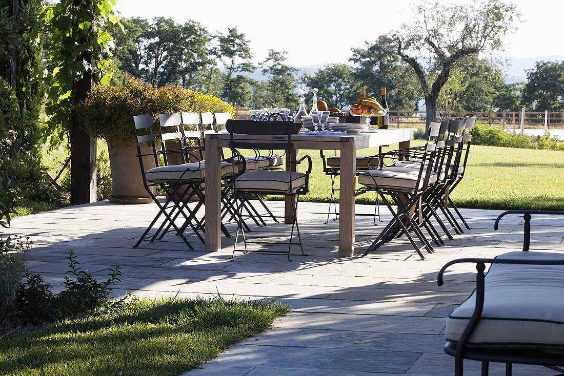 Dining on a terrace