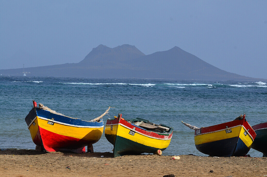 Cape Verde, Cape Verde Islands, sao vicente, coast, beach, seashore, sand beach, boots up, fishing boats, oar boats, baia gatas