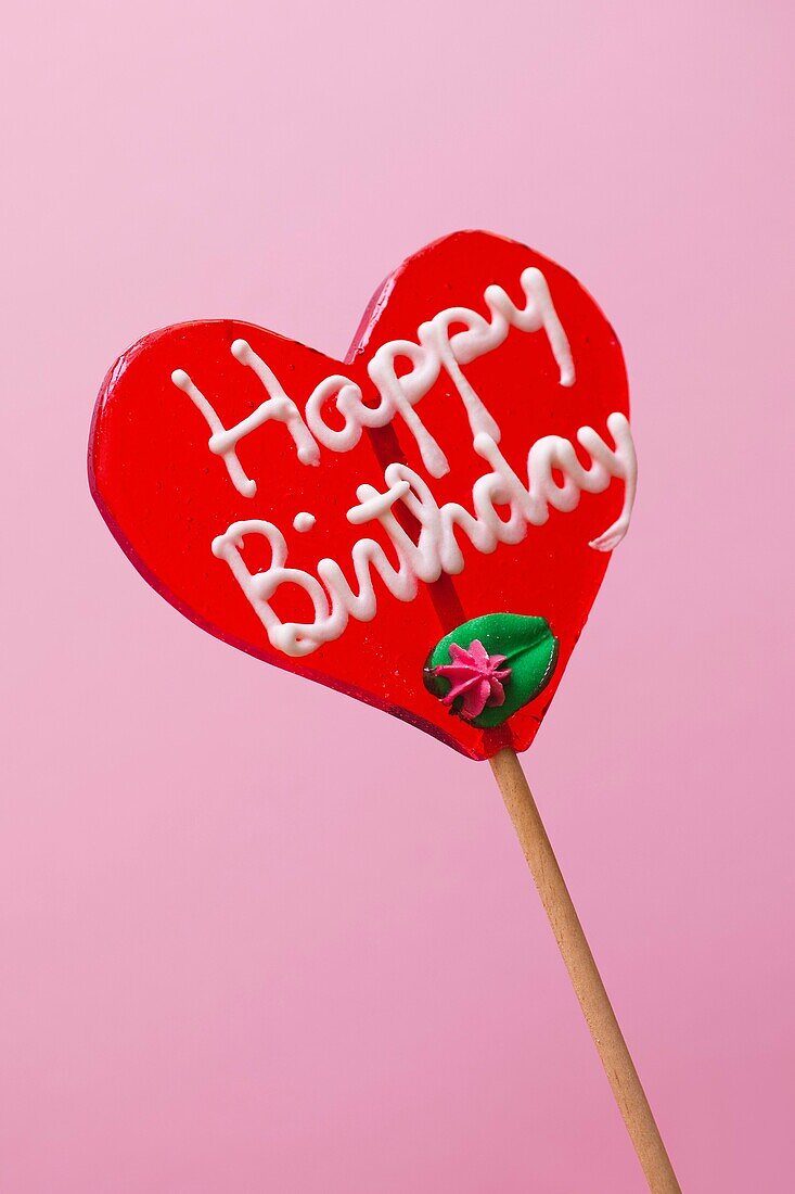 Heart shaped Lollipop with Happy Birthday