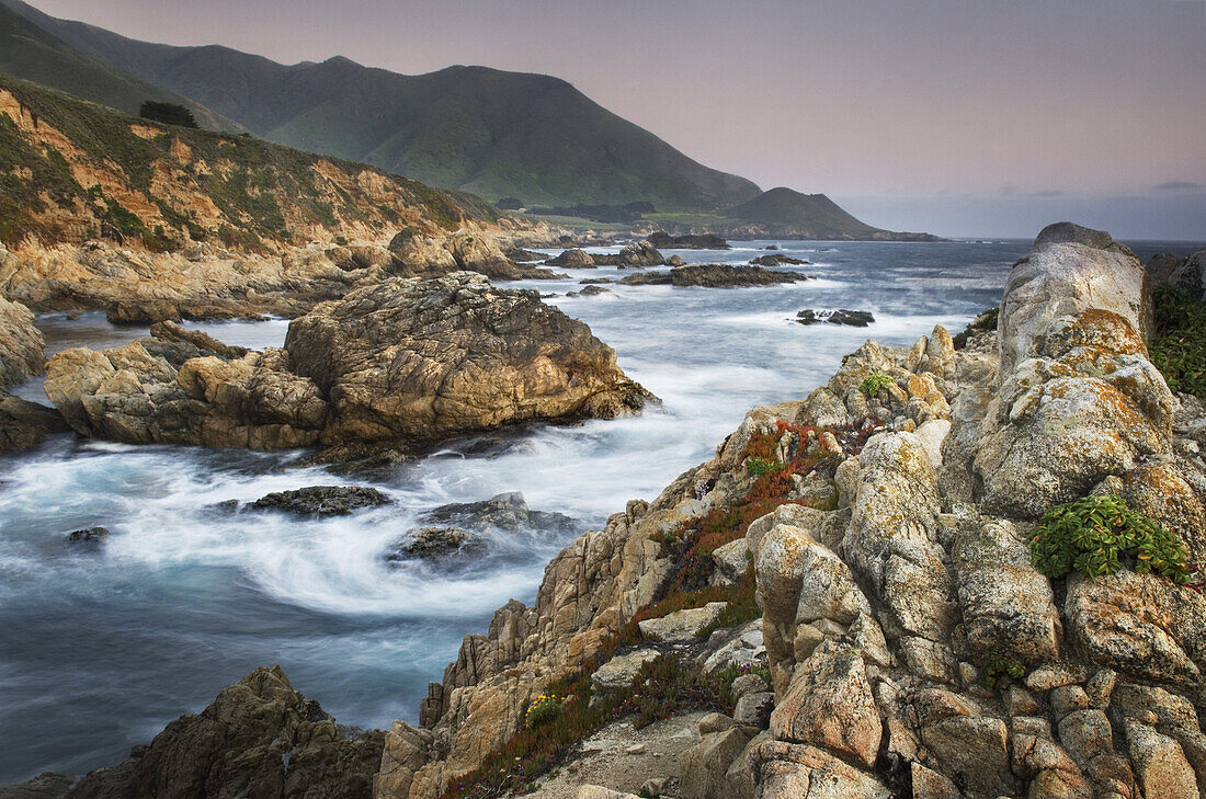 Sunset over the rugged coast of Big Sur, Garrapata State Park California.