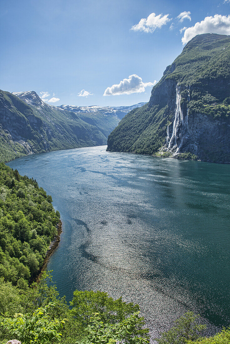 Seven Sisters waterfall in Geirangerfjord, Norway.