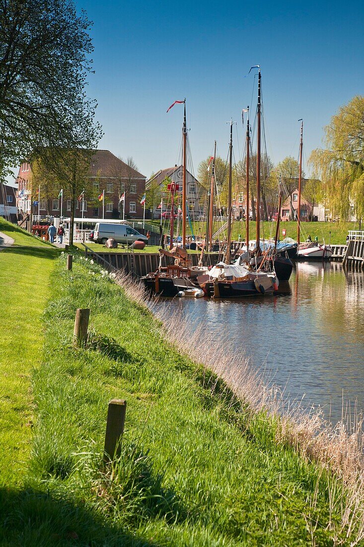 Historic harbor of Carolinensiel in East Frisia, Lower Saxony, Germany, Europe