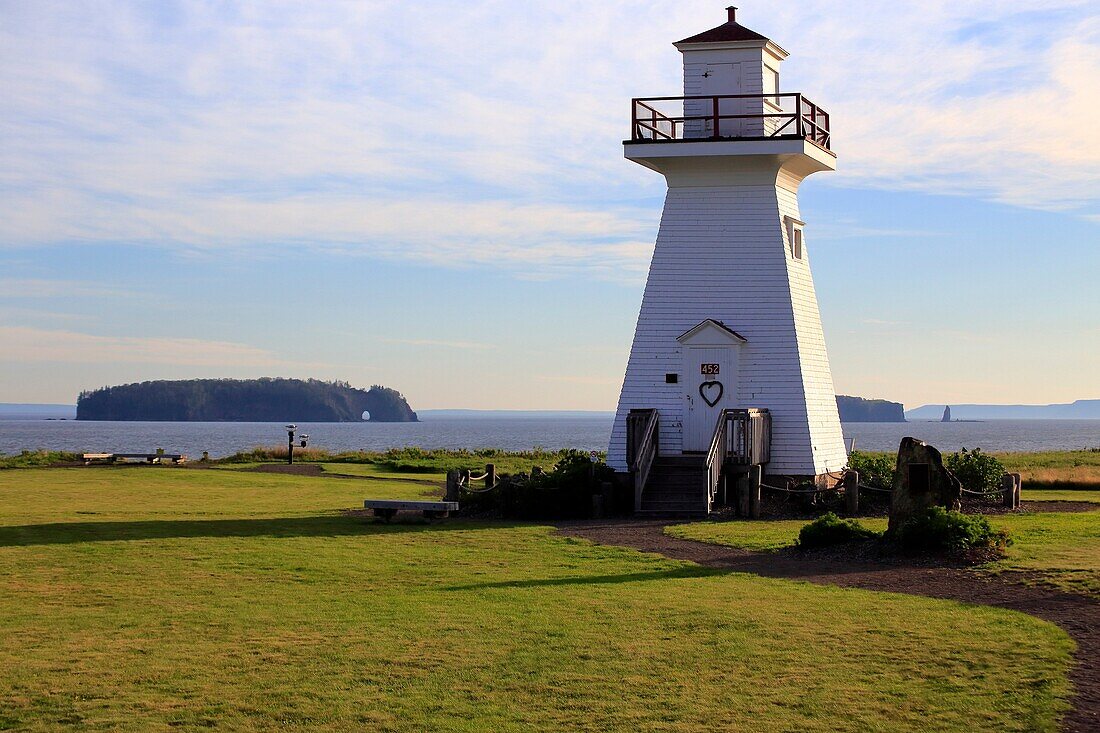 Five Islands Provincial Park Lighthouse on the Minas Basin in Nova Scotia, Canada