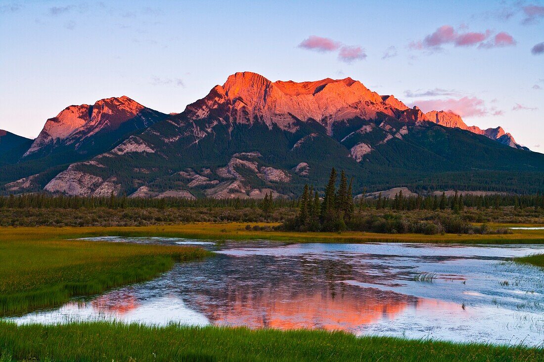 Pocahontas Ponds in the Jasper National Park at sunrise, Alberta, Canada