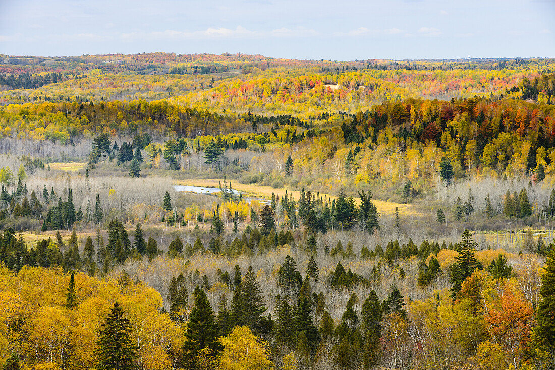 Autumn colors the valley below the Wrenshall Scenic Overlook.