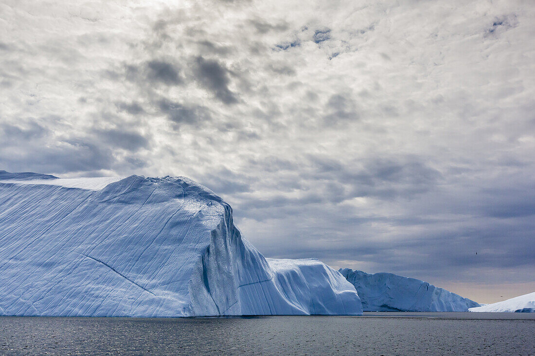 Huge icebergs calved from the Ilulissat Glacier, a UNESCO World Heritage Site, Ilulissat, Greenland.