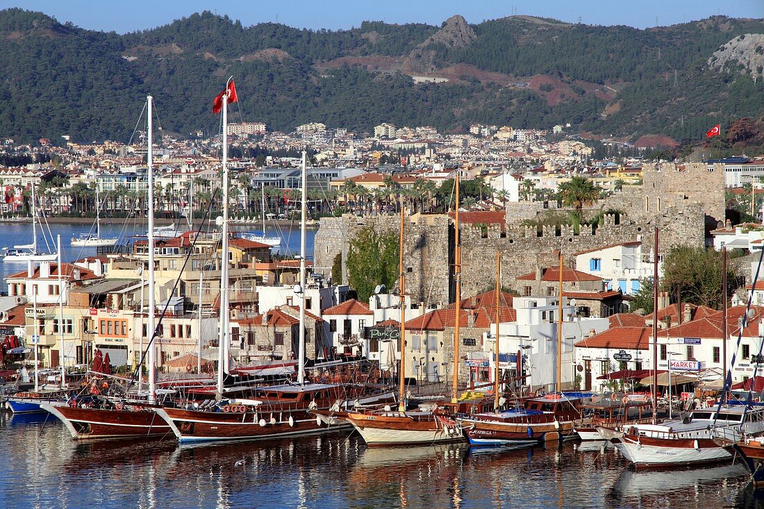 Marmaris castle and port , Mediterranean sea ,Turkey